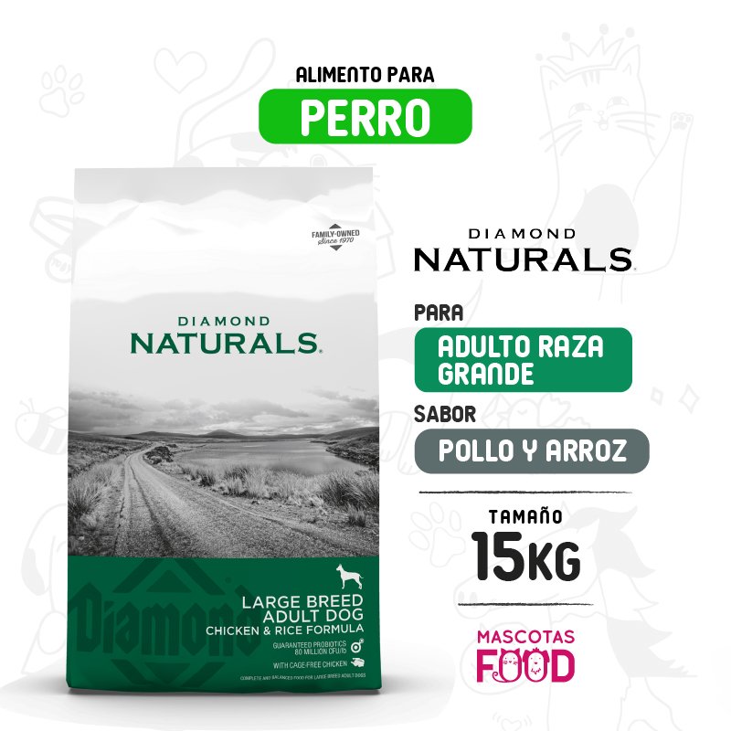 Diamond Naturals para Perro Adulto Raza Grande 15 KG