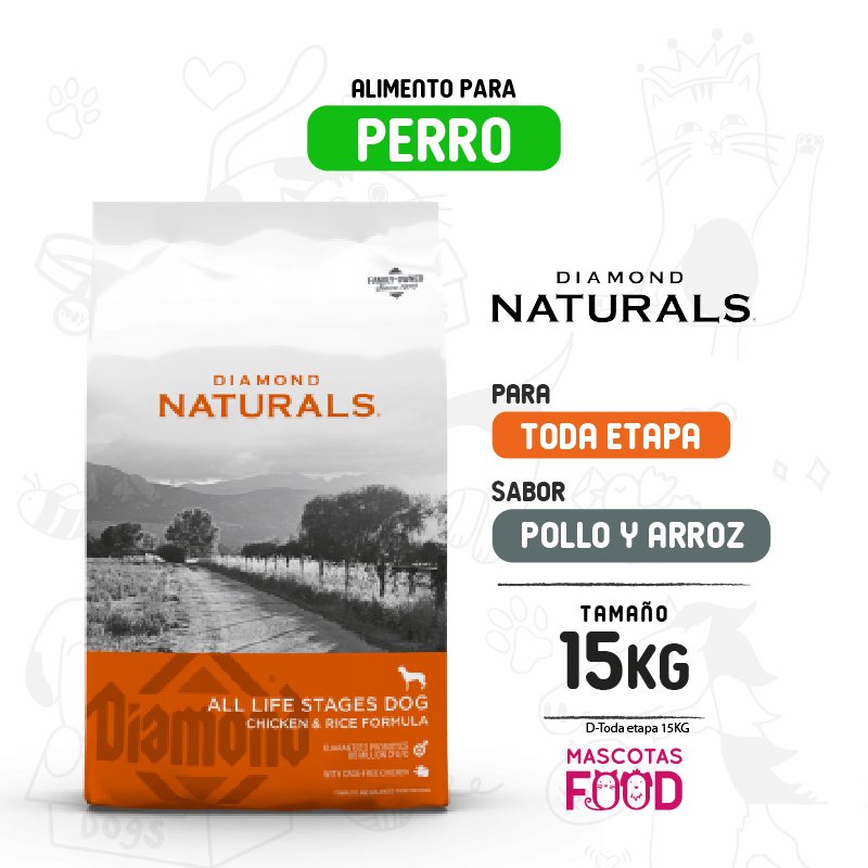 Diamond Naturals para Perro Toda las etapas de vida 15 KG