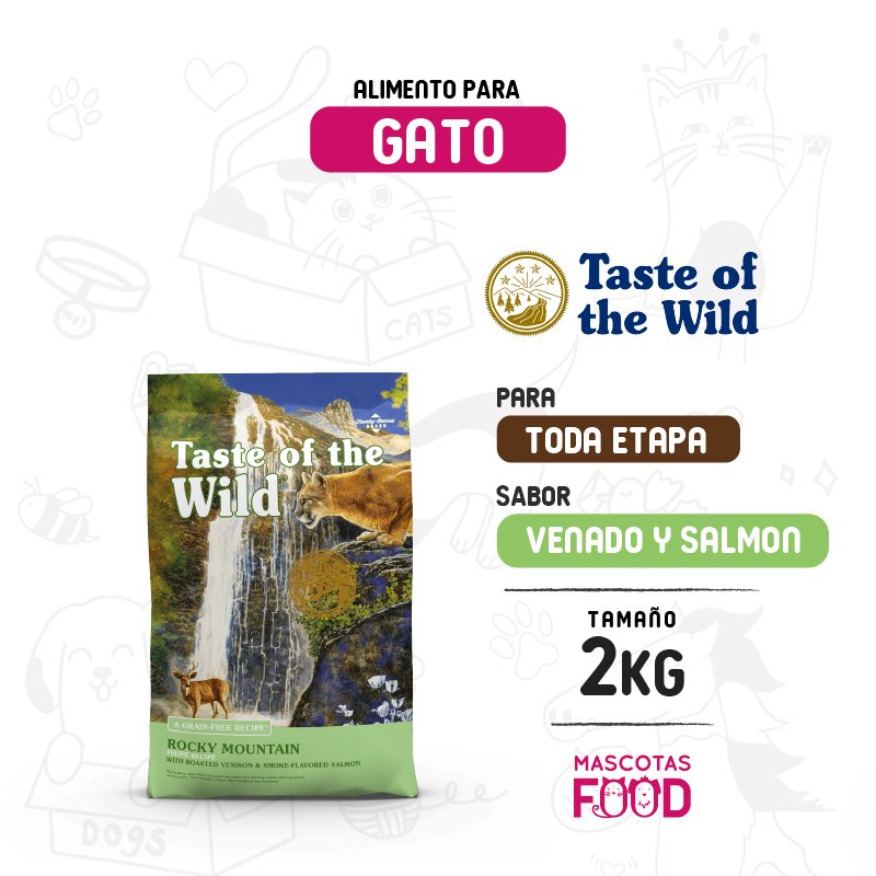 Taste of the Wild para Gato Rocky Mountain sabor Venado y Salmón 2 KG