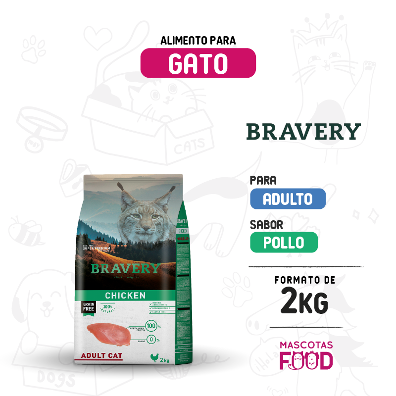 Bravery para Gato Adulto sabor Pollo 2 KG