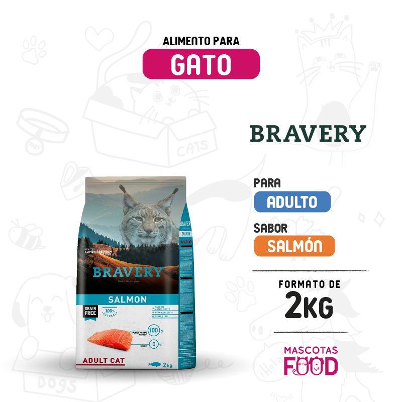 Bravery para Gato Adulto sabor Salmón 2 KG