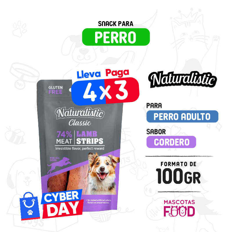 Snack para Perro Naturalistic sabor Cordero 100grs.