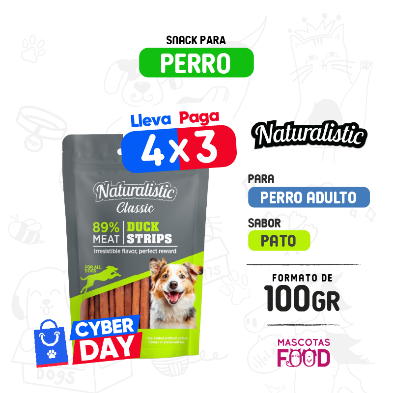 Snack para Perro Naturalistic sabor Pato 100grs.