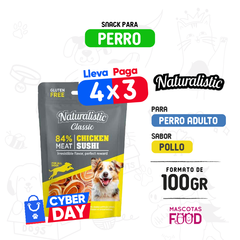 Snack para Perro Naturalistic sabor Pollo 100grs.