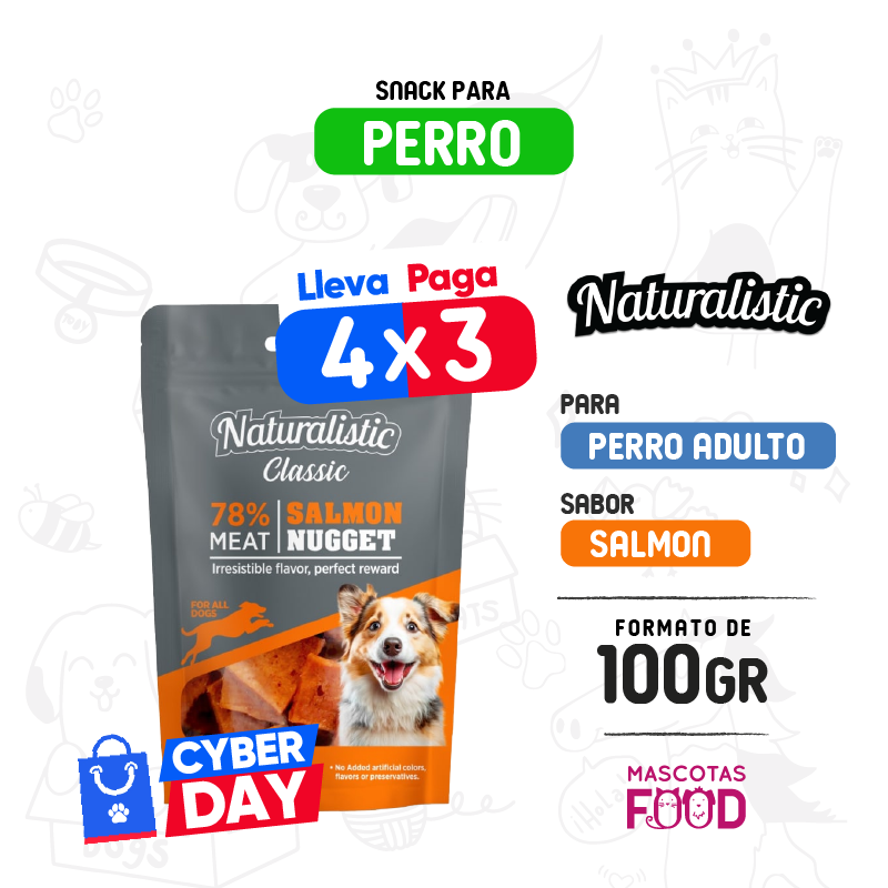 Snack para Perro Naturalistic sabor Salmón 100grs.