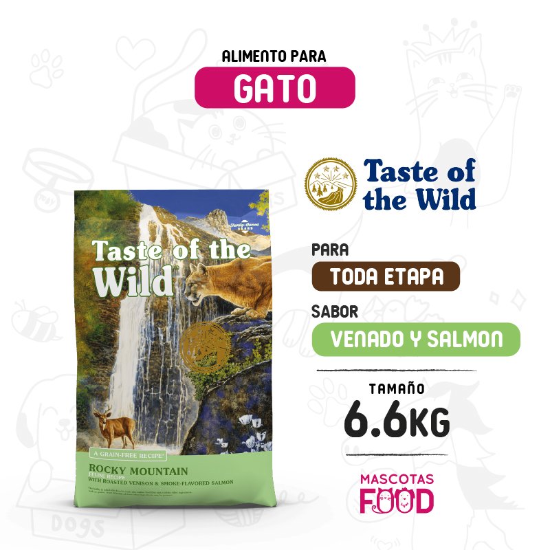 Taste of the Wild para Gato Rocky Mountain sabor Venado y Salmón 6.6 KG