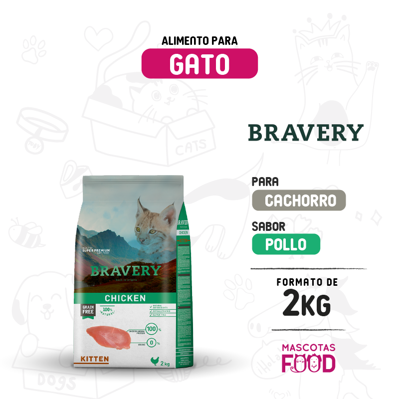 Bravery para Gatito Cachorro sabor Pollo 2 KG