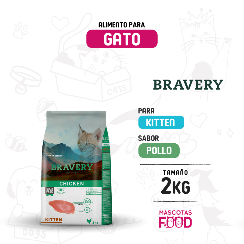 Bravery para Gatito Kitten sabor Pollo 2 KG