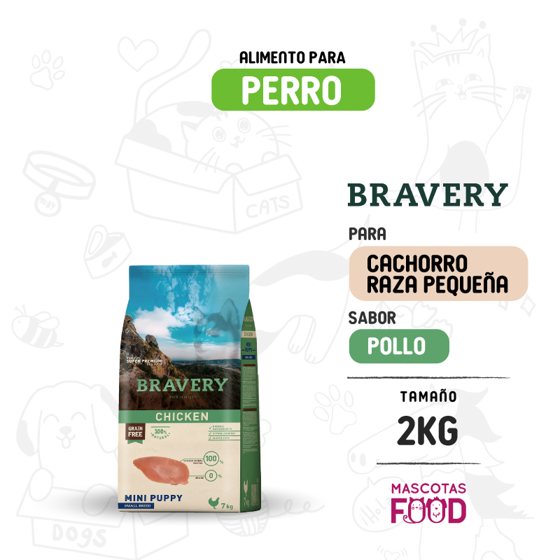 Bravery para Mini-Cachorro sabor Pollo 2 KG