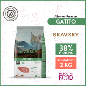 Alimento Gatito Cachorro Bravery Sabor Pollo 2 KG
