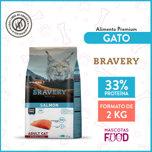 Alimento Gato Adulto Esterilizado Bravery Sabor Salmón 2 KG