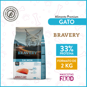 Alimento Gato Adulto Bravery Sabor Salmón 2 KG
