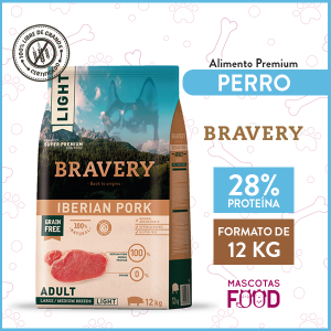 Alimento Perro Razas Medianas y Grandes Bravery Iberian Pork Light 12 KG