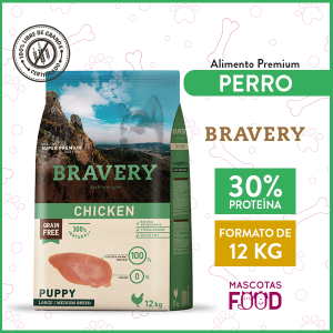 Alimento Cachorro Raza Grande Bravery Sabor Pollo 12 KG
