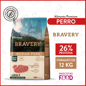 Alimento Perro Adulto Razas Medianas y Grandes Bravery Iberian Pork 12 KG