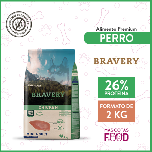 Alimento Perro Raza Pequeña Bravery Sabor Pollo 2 KG