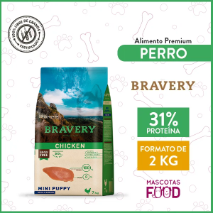 Alimento Cachorro Raza Pequeña Bravery Sabor Pollo 2 KG