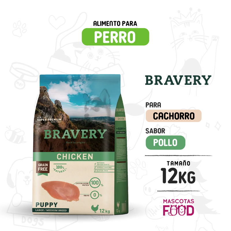 Bravery para Cachorro sabor Pollo 12 KG