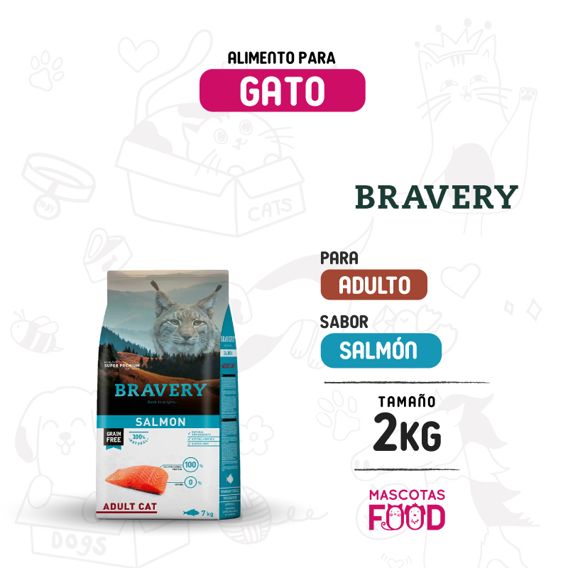 Bravery para Gato sabor Salmón 2 KG