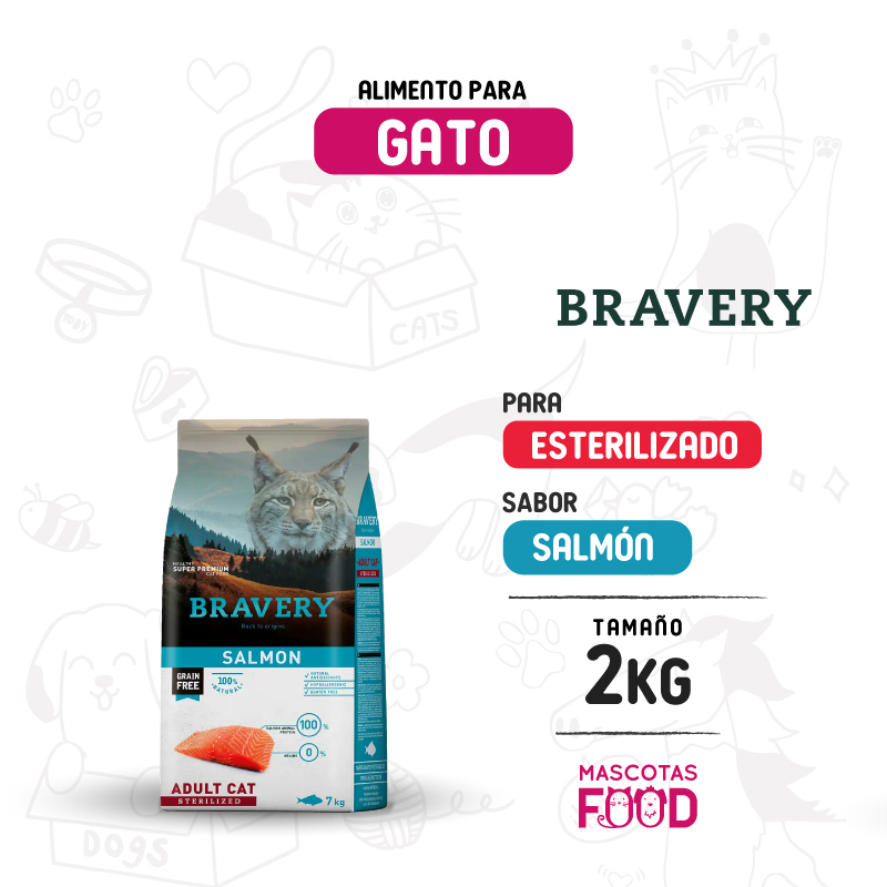 Bravery para Gato Esterilizado sabor Salmón 2 KG
