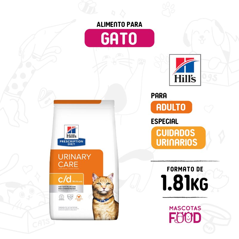 Hills para Gato C/D Cuidado Urinario sabor Pollo 1.8 KG
