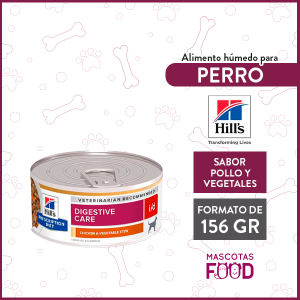 Alimento húmedo para Perro Adulto cuidado de digestión I/D Hill's sabor Pollo con vegetales 156grs.