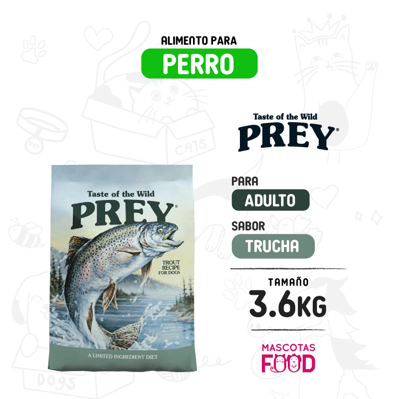 Inicio 7 Taste of the Wild PREY para Perro sabor Trucha 3.6 KG