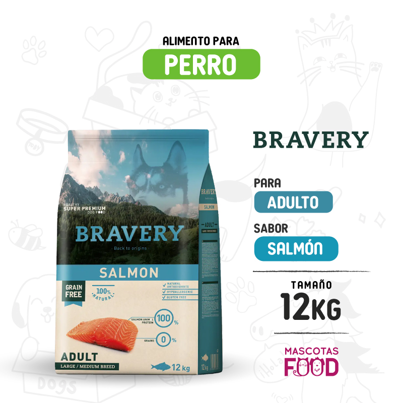 Bravery para Perro Adulto sabor Salmón 12 KG