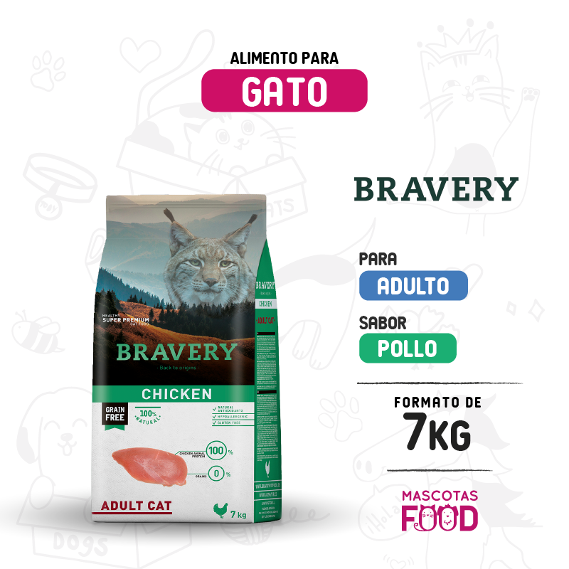 Bravery Gato Adulto sabor Pollo 7 KG