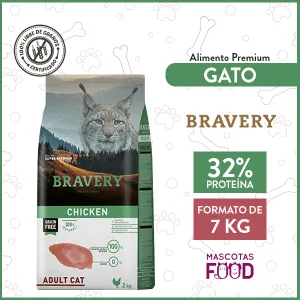 Alimento Gato Adulto Bravery Sabor Pollo 7 KG