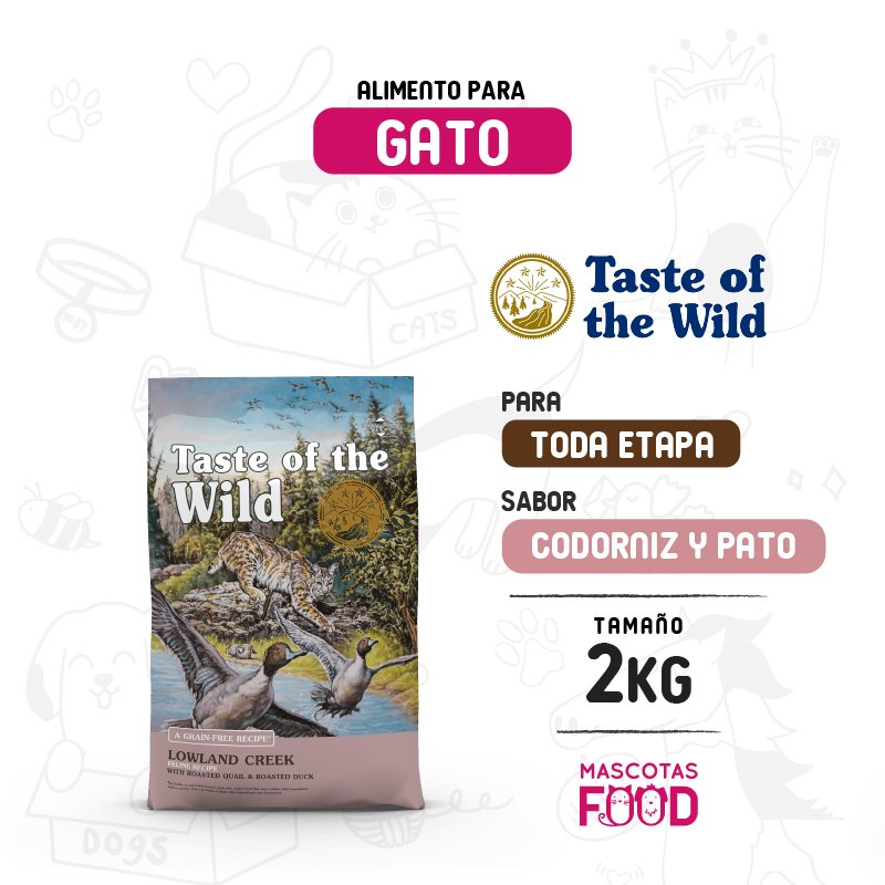 Taste of the Wild para Gato Lowland Creek sabor Codorniz y Pato 2 KG