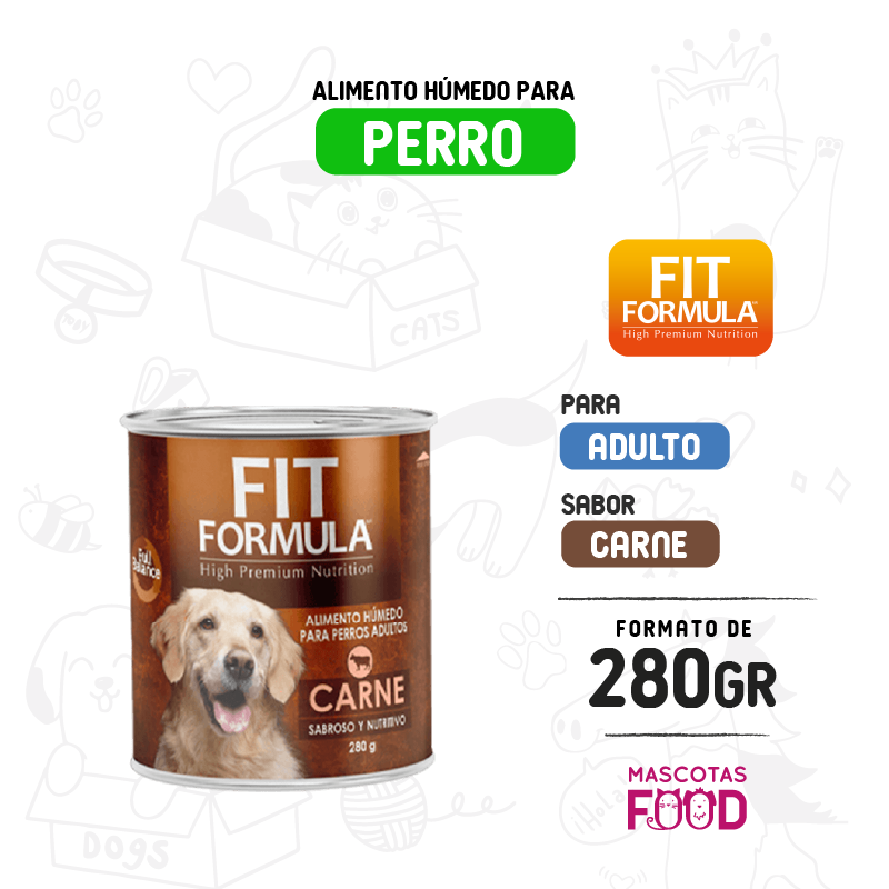 Alimento húmedo para Perro Adulto FIT FORMULA sabor Carne 280grs.