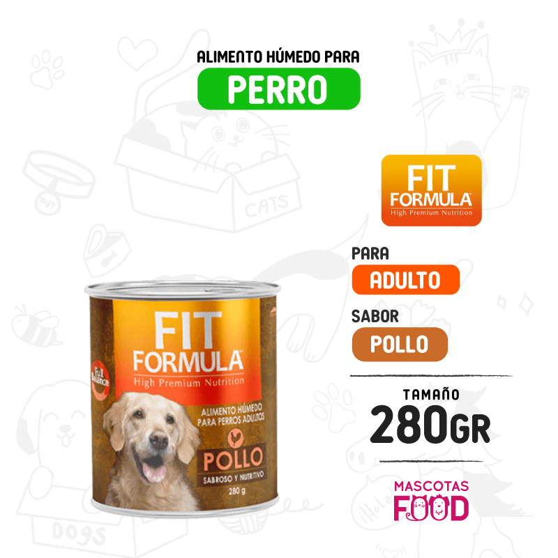 Alimento húmedo para Perro Adulto Fit Formula sabor Pollo 280 GR