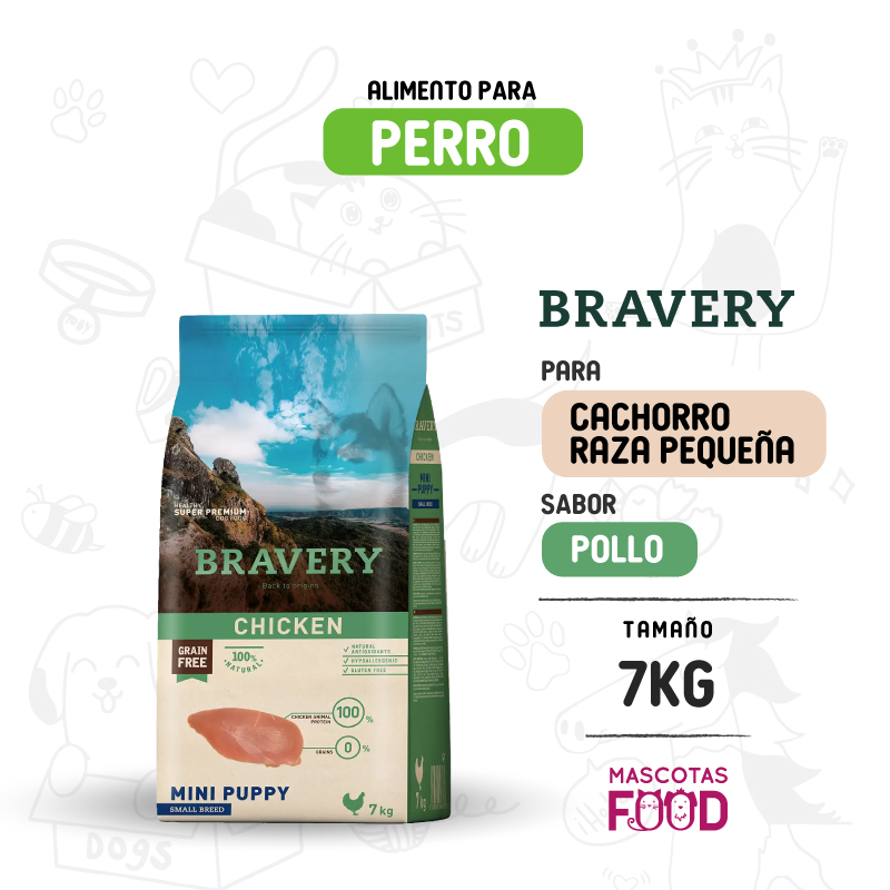 Bravery para Mini-Cachorro sabor Pollo 7 KG