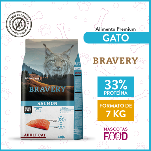 Alimento Gato Adulto Bravery Sabor Salmón 7 KG