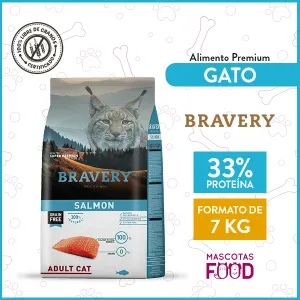 Alimento Gato Adulto Bravery Sabor Salmón 7 KG