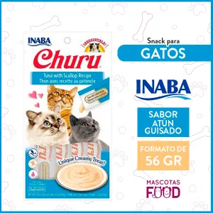 Snack para Gatos INABA CHURU Sabor Atún con Ostión 56GRS.