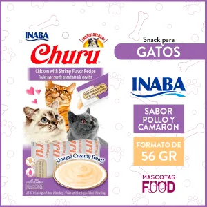 Snack para Gatos INABA CHURU Sabor Pollo con Camaron 56GRS.