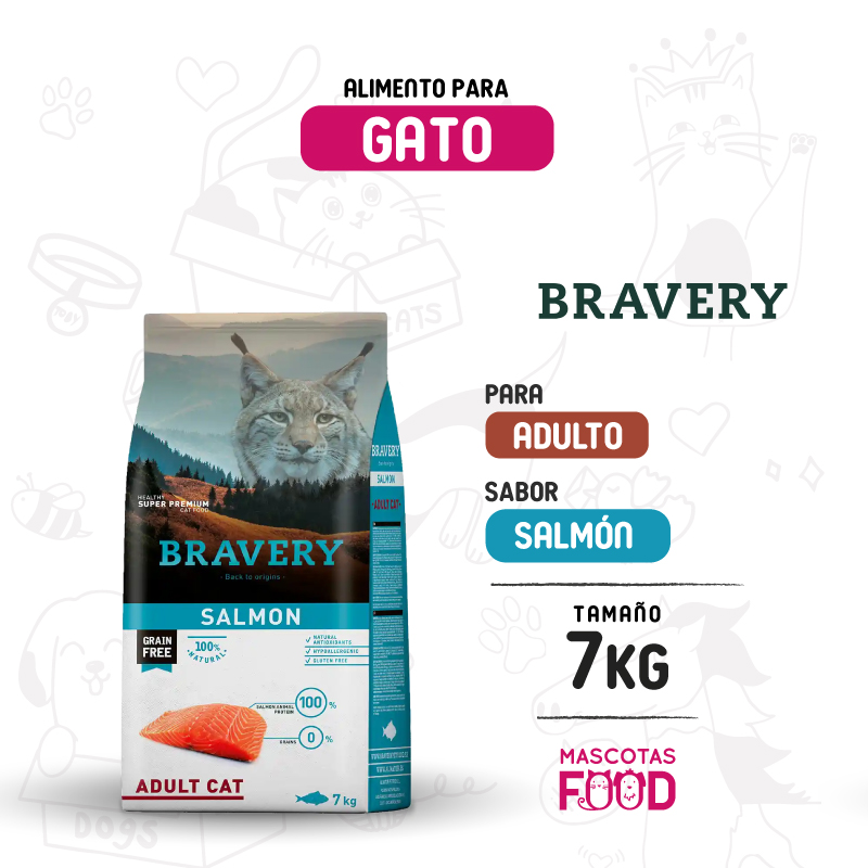 Bravery para Gato sabor Salmón 7 KG