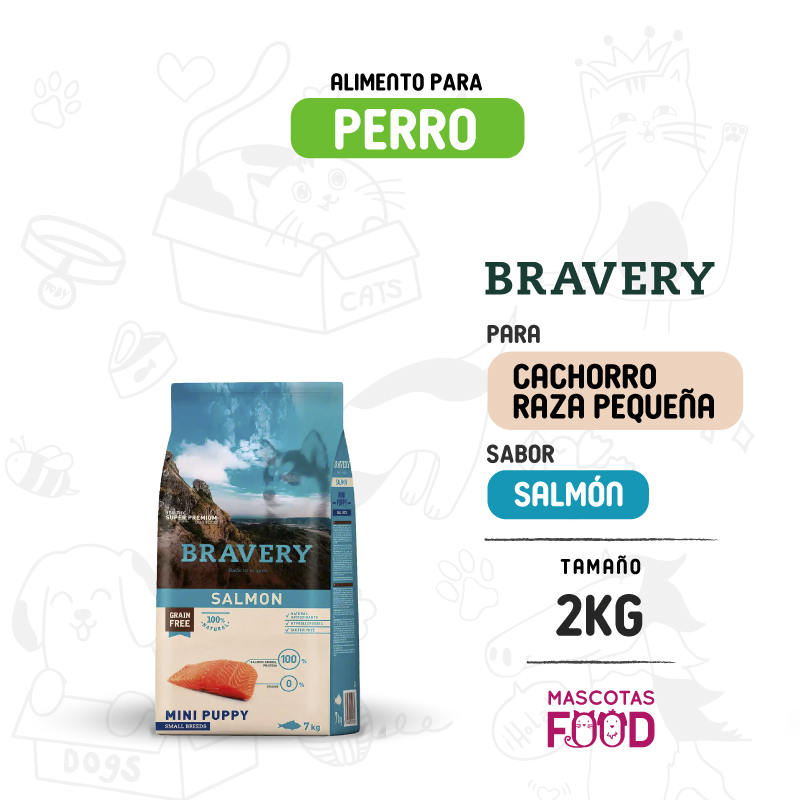 Bravery para Mini-Cachorro sabor Salmón 2 KG