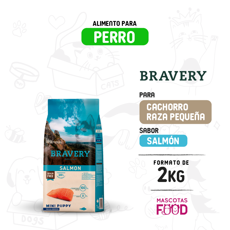 Bravery para Mini-Cachorro sabor Salmón 2 KG
