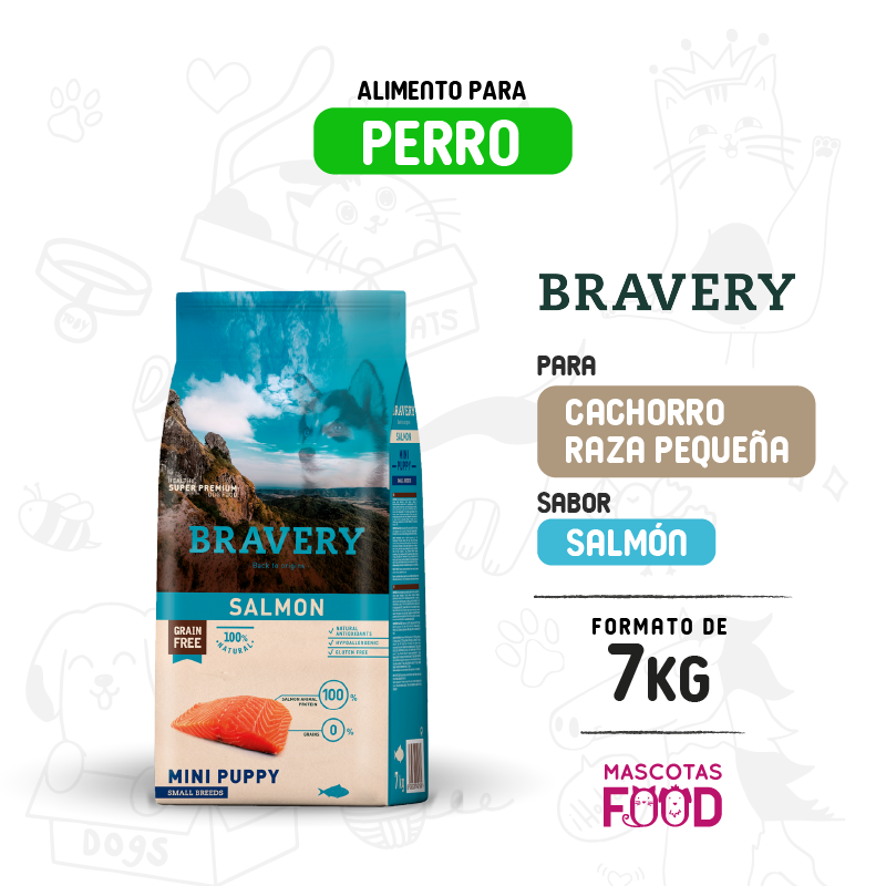 Bravery para Mini-Cachorro sabor Salmón 7 KG 1 Bravery para Mini-Cachorro sabor Salmón 7 KG