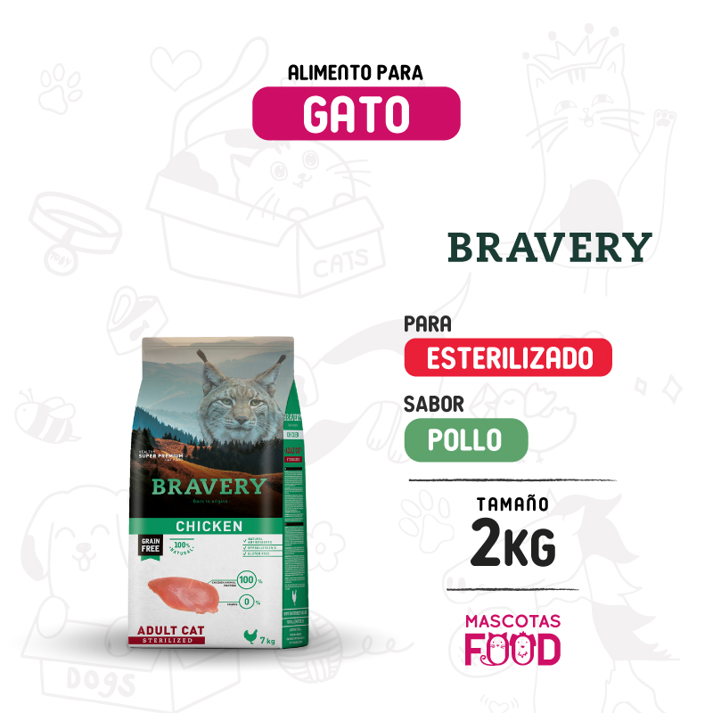 Bravery para Gato esterilizado sabor Pollo 2 KG 1 Bravery para Gato esterilizado sabor Pollo 2 KG
