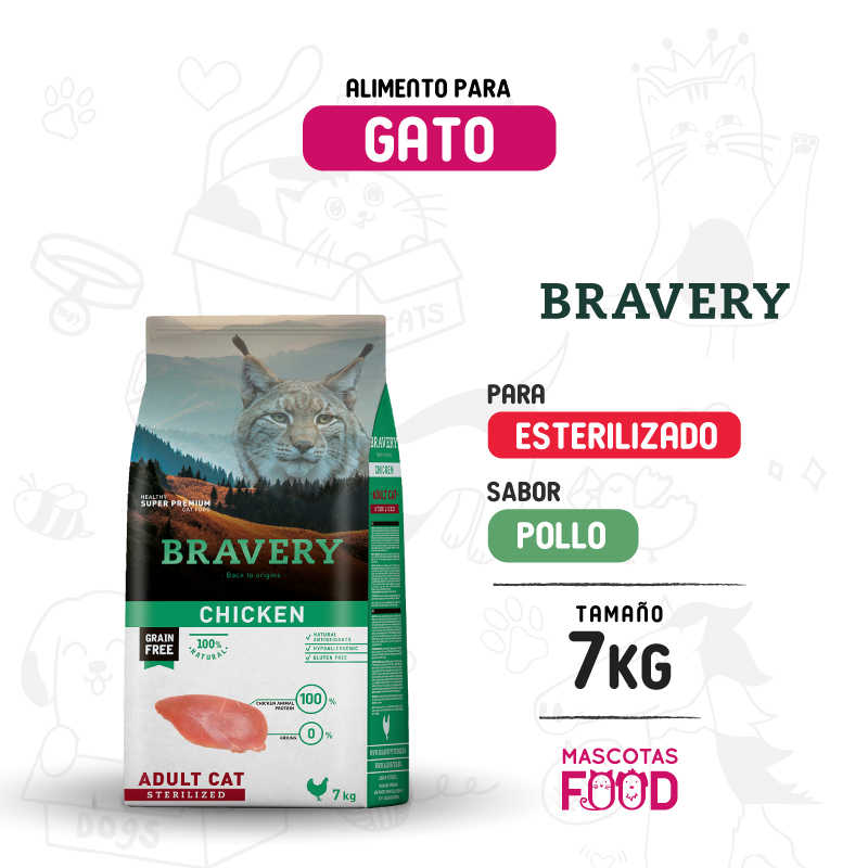 Bravery para Gato esterilizado sabor Pollo 7 KG