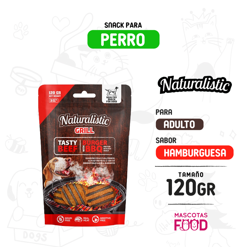 Hamburguesa para Perro Naturalistic sabor Carne con BBQ 120 GR