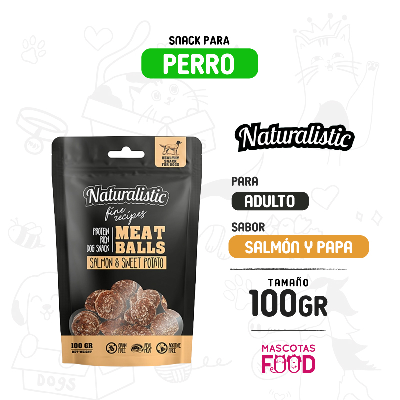 Snack para Perro Naturalistic sabor Salmon y Papa dulce 100 GR