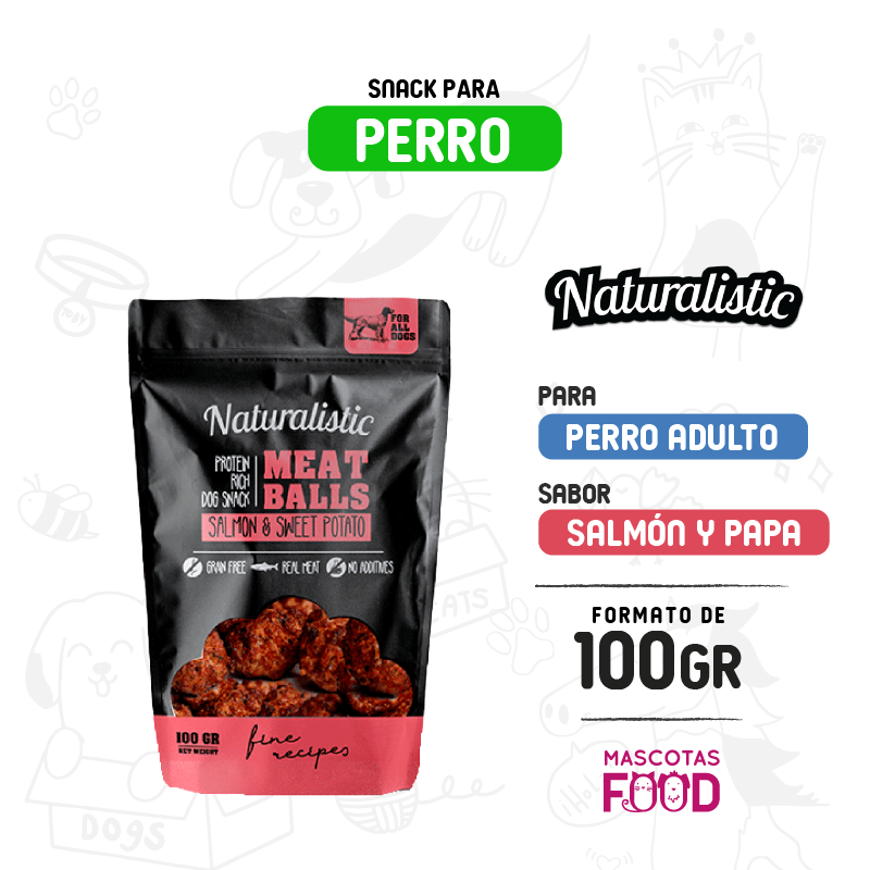 Naturalistic para Perro sabor Salmon y Papa dulce 100grs.