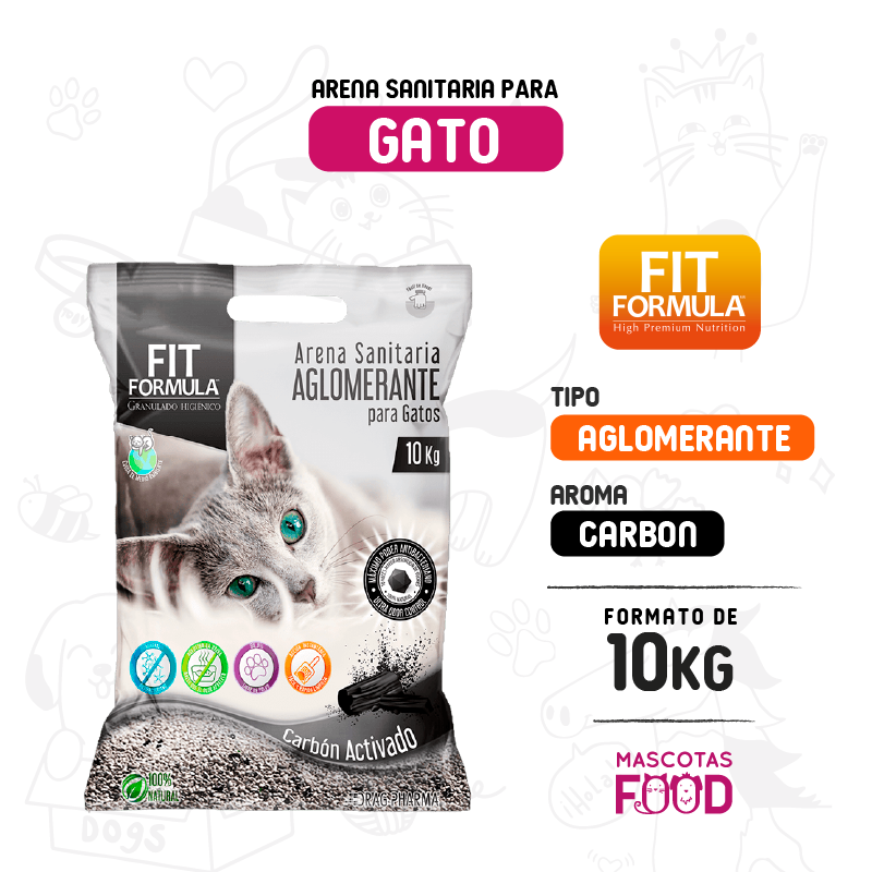 Arena Aglomerante Fit Formula Carbon activado 10 KG