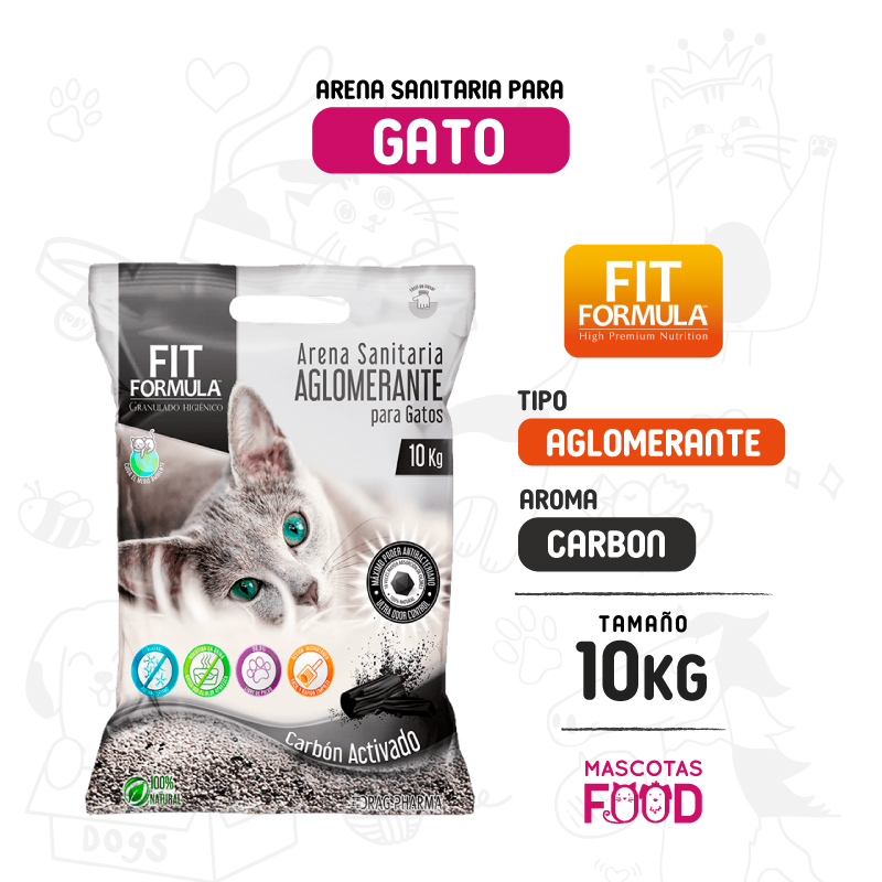 Arena Aglomerante para Gato Carbon Activado FIT Formula 10 KG