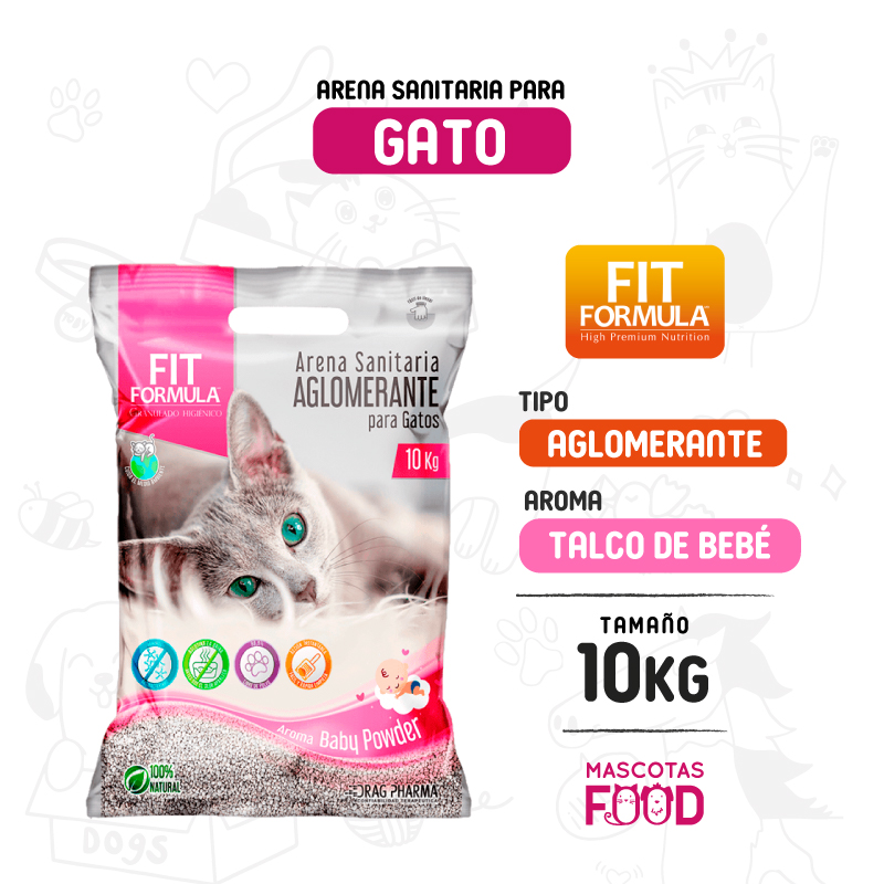 Arena aglomerante para Gato Baby Powder FIT formula 10 KG